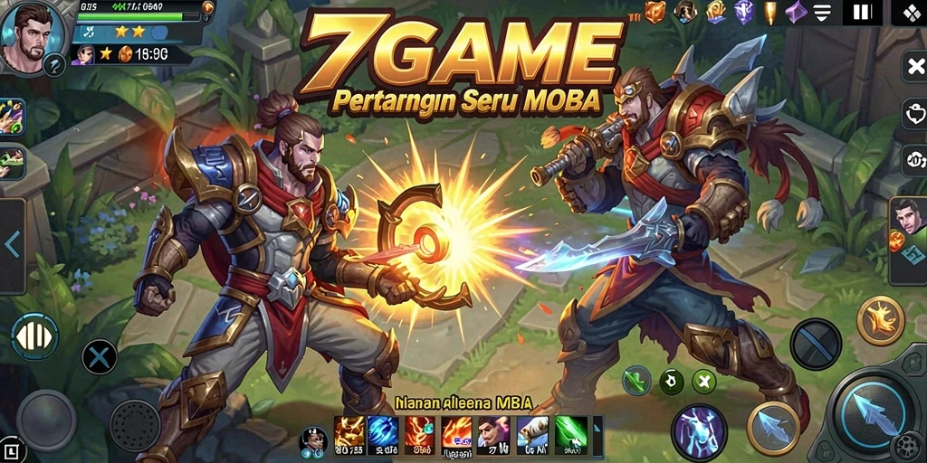 Gameplay seru dalam 7GAME, pertandingan MOBA yang menegangkan.