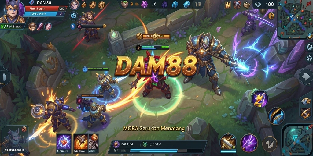 Screenshot gameplay MOBA DAM88 yang menegangkan.
