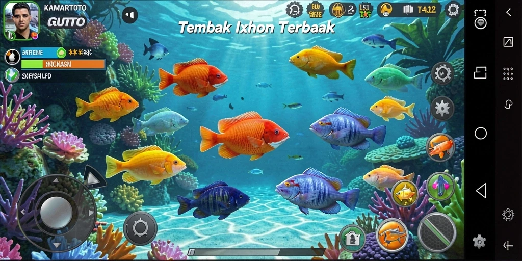 Tampilan gameplay seru menembak ikan di KAMARTOTO.