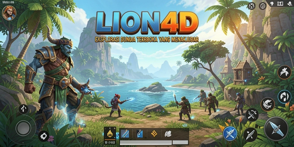 Screenshot gameplay LION4D menampilkan petualangan di dunia terbuka yang luas.