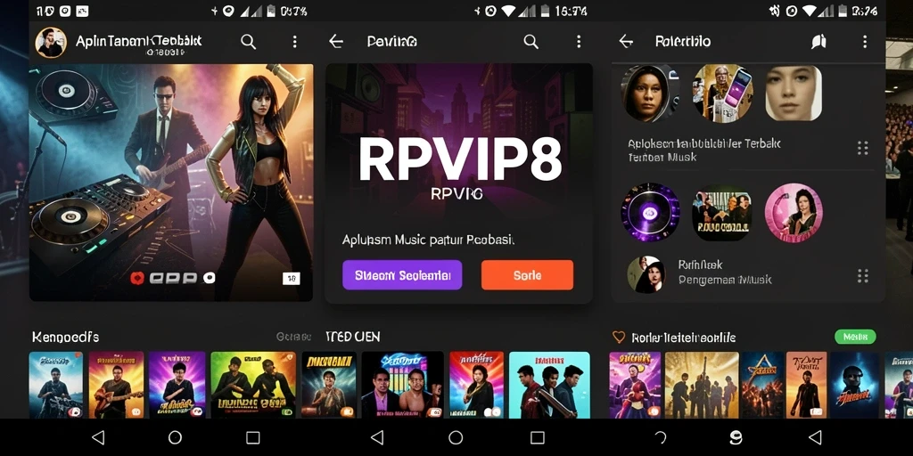 Tampilan gameplay RPVIP8 dengan berbagai pilihan lagu musik.