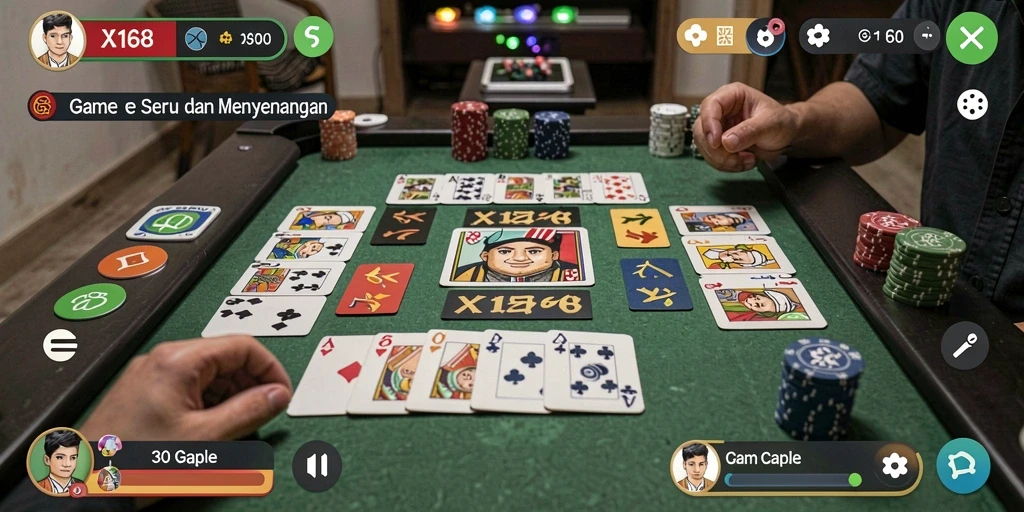 Tampilan seru X168 saat bermain Gaple online.